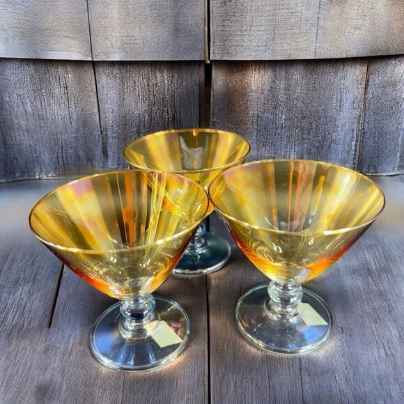 Gallo Design Drinking Cups Glasses Set 3 Shiny Yellow Blue Flash Color Glasses - Picture 1 of 13